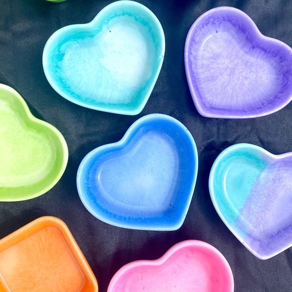Tie Dye Jewelry Dishes / Square and Heart Shaped Trays / Handmade Pastel Dish - Picture 3 of 17